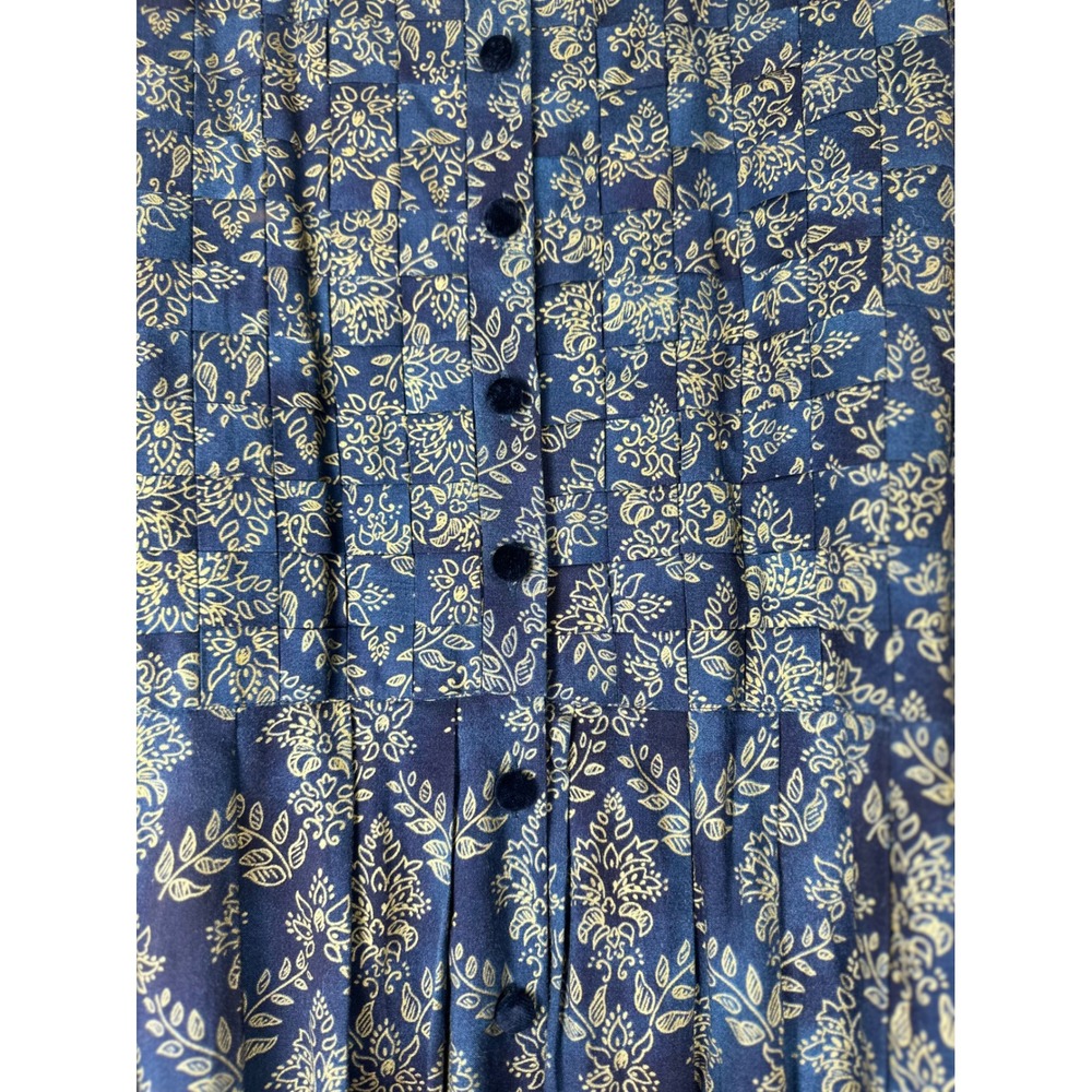 Vintage Karin Stevens Midi Dress 12 Blue Prairie Cottagecore Dark Academia Boho - Picture 6 of 11